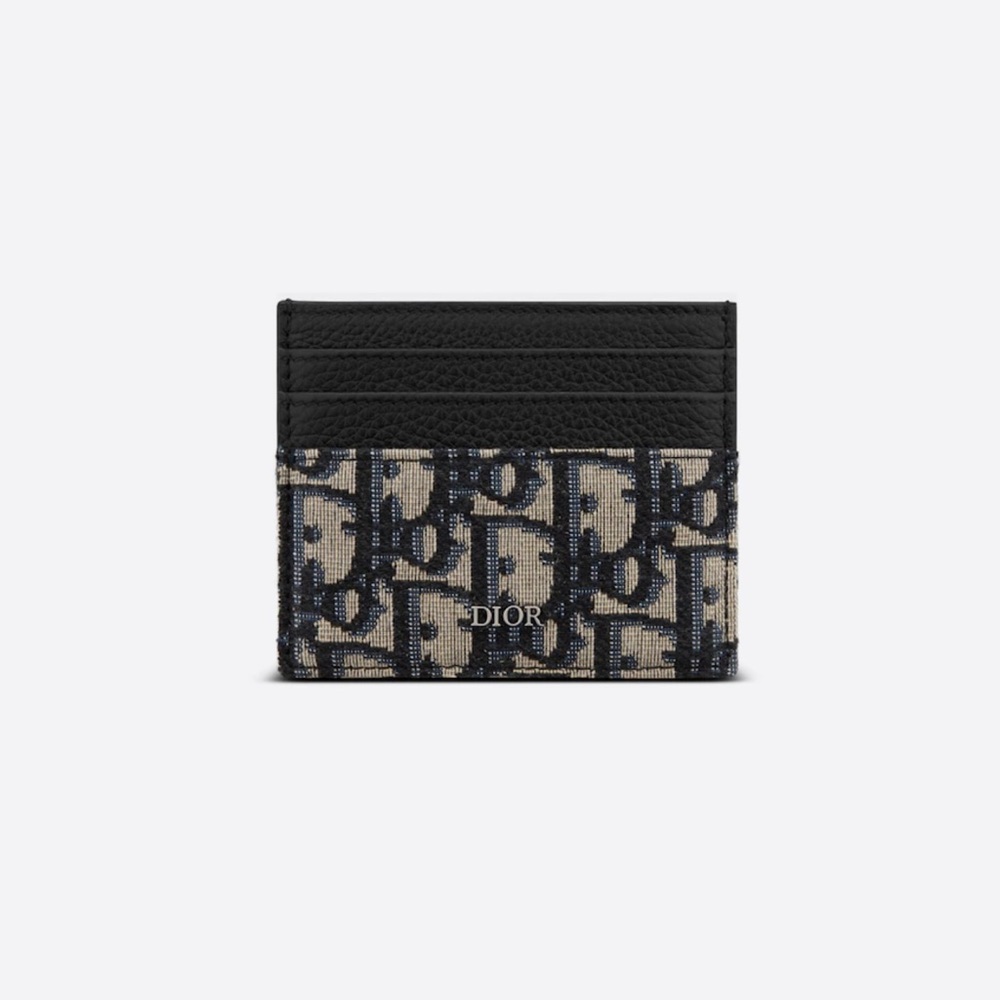 Beige and Black Dior Oblique Jacquard and Black Grained Calfskin